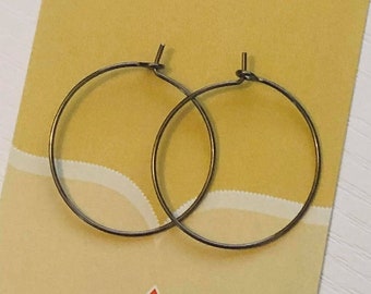 Simple Gray Hoop Earrings, Small 1 Inch Hoops, Simple and Modern Minimalist Jewelry. Gunmetal Gray Jewelry