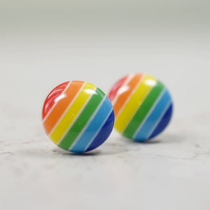 Rainbow Earrings, Rainbow Stripes, LGBT Pride Month Jewelry, Gay Pride Earrings