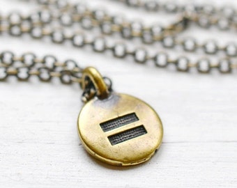 Antiqued Brass Equal Sign Necklace, Meditation Necklace, Equality Necklace, Yoga Necklace, Equal Rights, Delicate Chain, Pride Equality Now