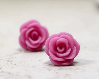 Lilac Ranunculus Earrings, Violet Purple Flower Earrings, Purple Jewelry, Buttercups, Roses, Bridal Jewelry