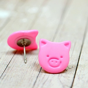 Pink Pig Earrings, Cute Piggies Farm Animal Lovers, Farmhouse Chic Rustic Pastel Pink Piglets Vegan Jewelry, This Little Piggy