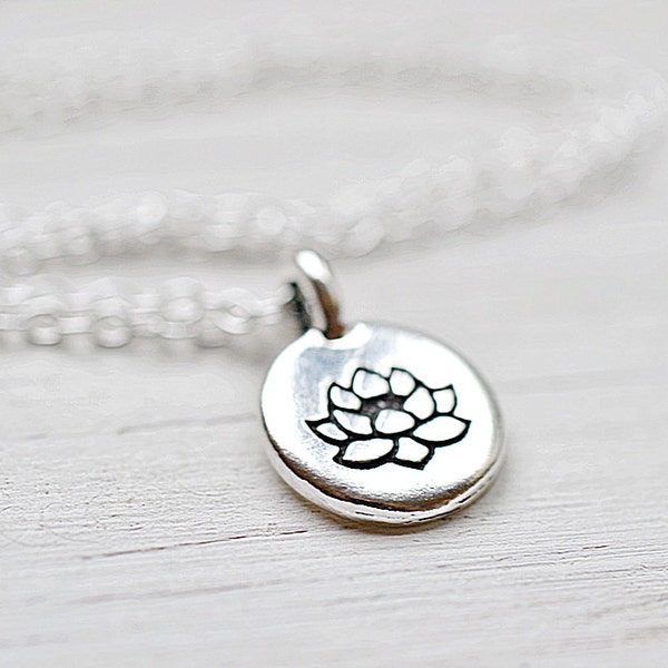 Silver Lotus Necklace, Lotus Flower Spiritual Jewelry, Meditation Charm