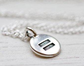 Sterling Silver Equal Sign Necklace, Pride Equality Now Equal Rights Jewelry