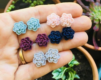 Succulent Earrings, Echeveria Plant Lovers Gift Ideas, Botanical Garden Wedding Jewelry, Choose Your Color