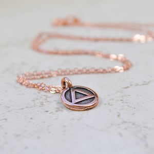Copper Recovery Necklace, Copper Charm Necklace, Recovery Charm, Spiritual Jewelry, Self Help Milestone Pendant, Addiction Jewelry