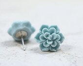 Mint Blue Succulent Earrings, Botanical Jewelry, Pale Minty Blue Echeveria Plant Lovers Garden Gift Ideas, Succulent Obsession, Succy Love