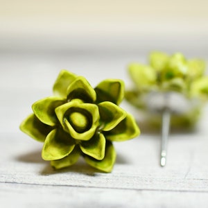 Avocado Green Succulent Earrings, Watercolor Succulent, Water Color Shades of Green Echeveria, Plant Lovers Succ Obsession, Succy Love