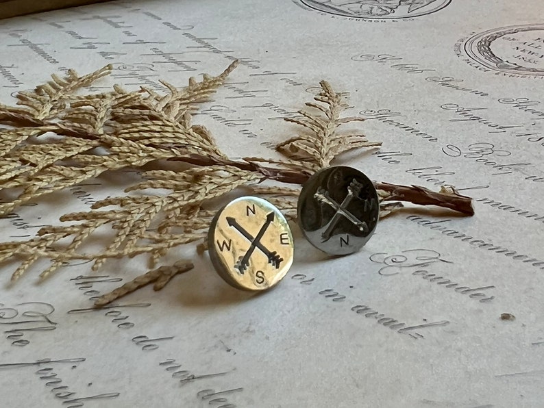 Compass Earrings, Wanderlust Jewelry, Travel Gifts, Stainless Steel Studs image 4