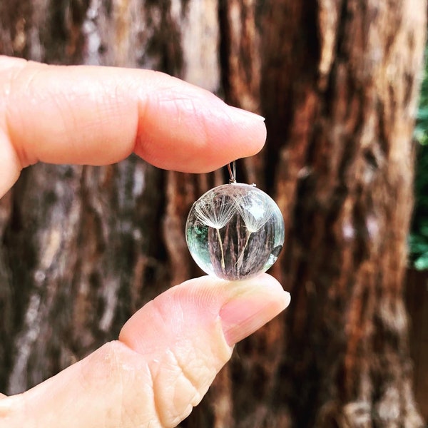 Dandelion Necklace, Make a Wish Necklace, Dandelion Seeds Pressed Flower Jewelry,  Preserved Flower Necklace, Natural Botanical Jewelry