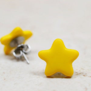 Yellow Star Earrings, Bright Yellow Studs, Constellation Celestial Night Sky Jewelry, Fall Holidays Halloween Jewelry