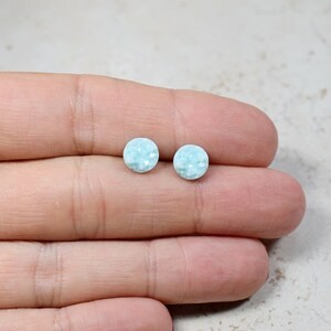 Denim Blue Druzy Earrings, Tiny Druzy Earrings, Cornflower Blue, Twilight Blue, Periwinkle, Small Studs Faux Druzy Jewelry, 8mm Size image 3