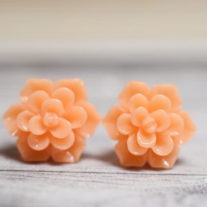 Orange Succulent Earrings, Orange Succulent Stud Earrings, Botanical Jewelry, Echeveria Plant Lovers Garden Gift, Succulent Obsession