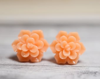 Orange Succulent Earrings, Orange Succulent Stud Earrings, Botanical Jewelry, Echeveria Plant Lovers Garden Gift, Succulent Obsession