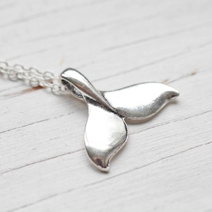 Silver Whale Tail Necklace, Mermaid Tail Charm, Whimsical Boho Jewelry, Nautical Ocean Beach Gifts, Mermaid Life