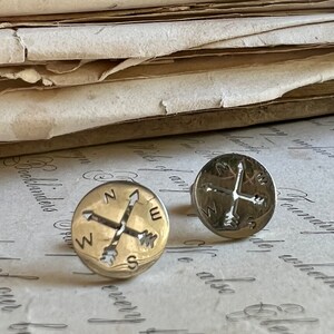 Compass Earrings, Wanderlust Jewelry, Travel Gifts, Stainless Steel Studs image 6