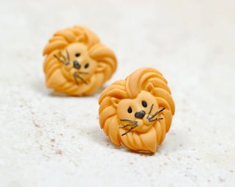 Cute Lion Earrings, Great Cat Earrings, Animal Jewelry, Cowardly Lion Earrings, Lion Jewelry, Safari Earrings, Animal Earrings Vegan Jewelry