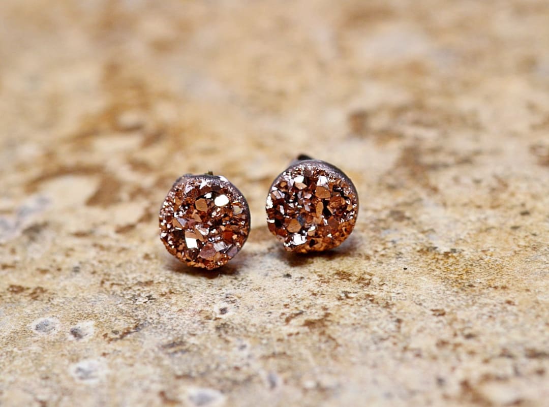 Cade Earrings in Rose Gold Iridescent Drusy main image 0