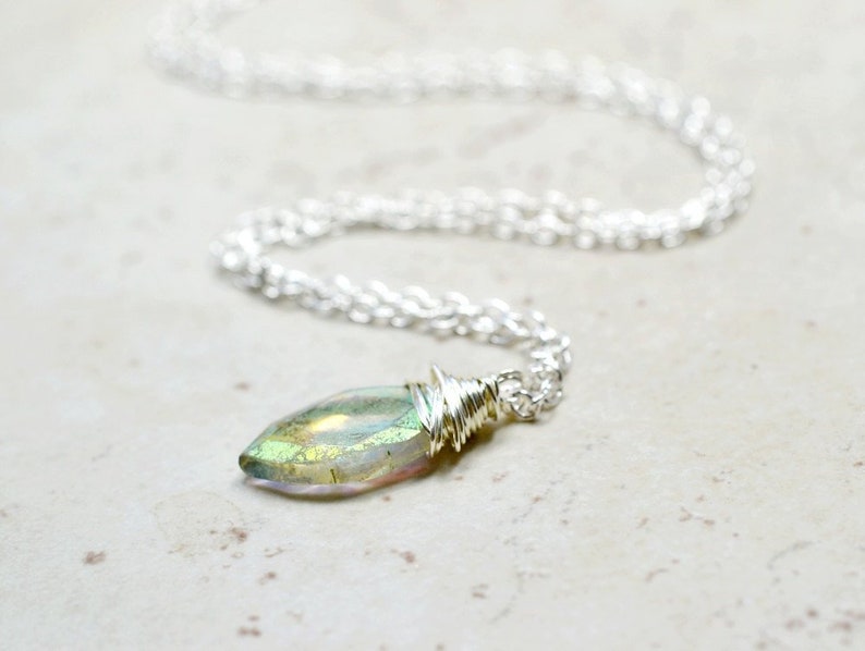 Tiny Mystic Citrine Necklace Wire Wrapped Necklace with Citrine Stone Delicate Gemstone November Birthstone Jewelry