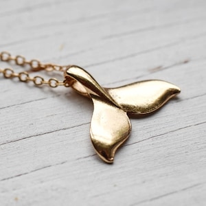Gold Whale Tail Necklace, Mermaid Tail Charm, Whimsical Boho Jewelry, Nautical Ocean Beach Gifts, Mermaid Life