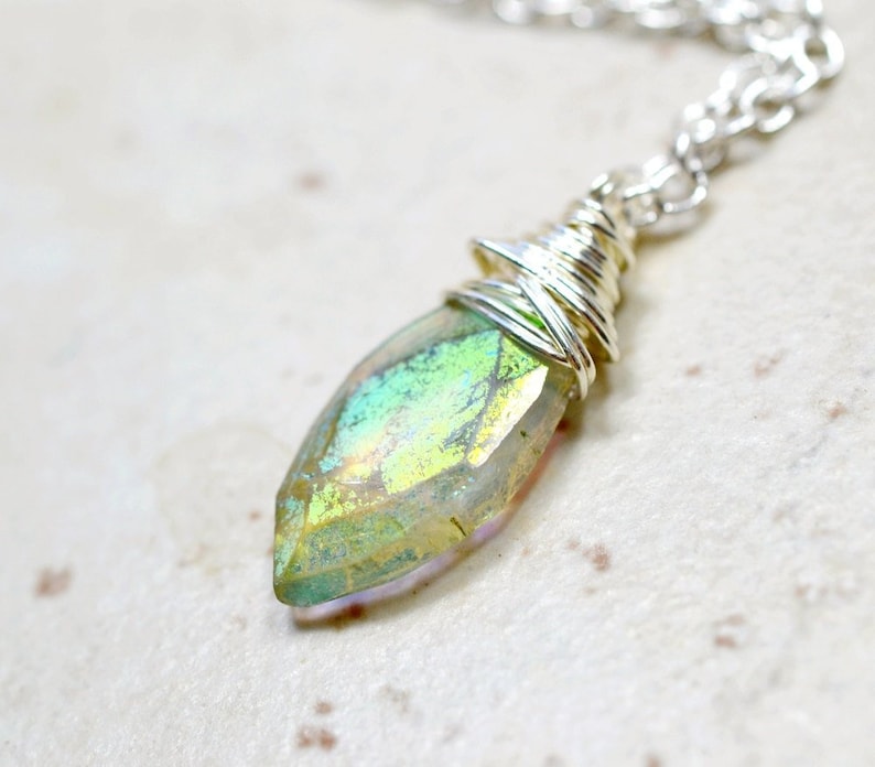 Tiny Mystic Citrine Necklace Wire Wrapped Necklace with Citrine Stone Delicate Gemstone November Birthstone Jewelry
