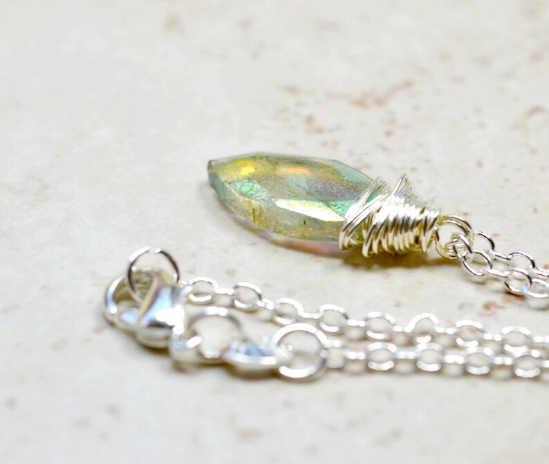 Tiny Mystic Citrine Necklace Wire Wrapped Necklace with Citrine Stone Delicate Gemstone November Birthstone Jewelry