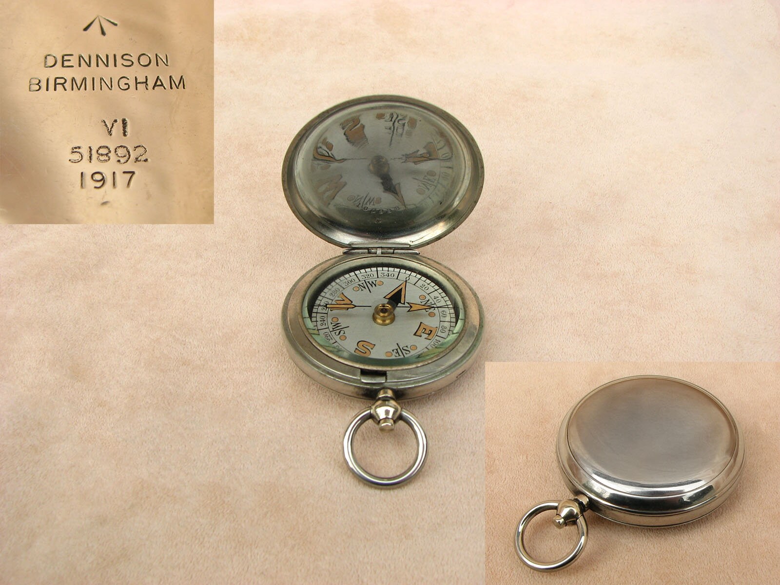 フラワーB ブルーグレイ 英国軍アンティークコンパス Mark VI (1910年