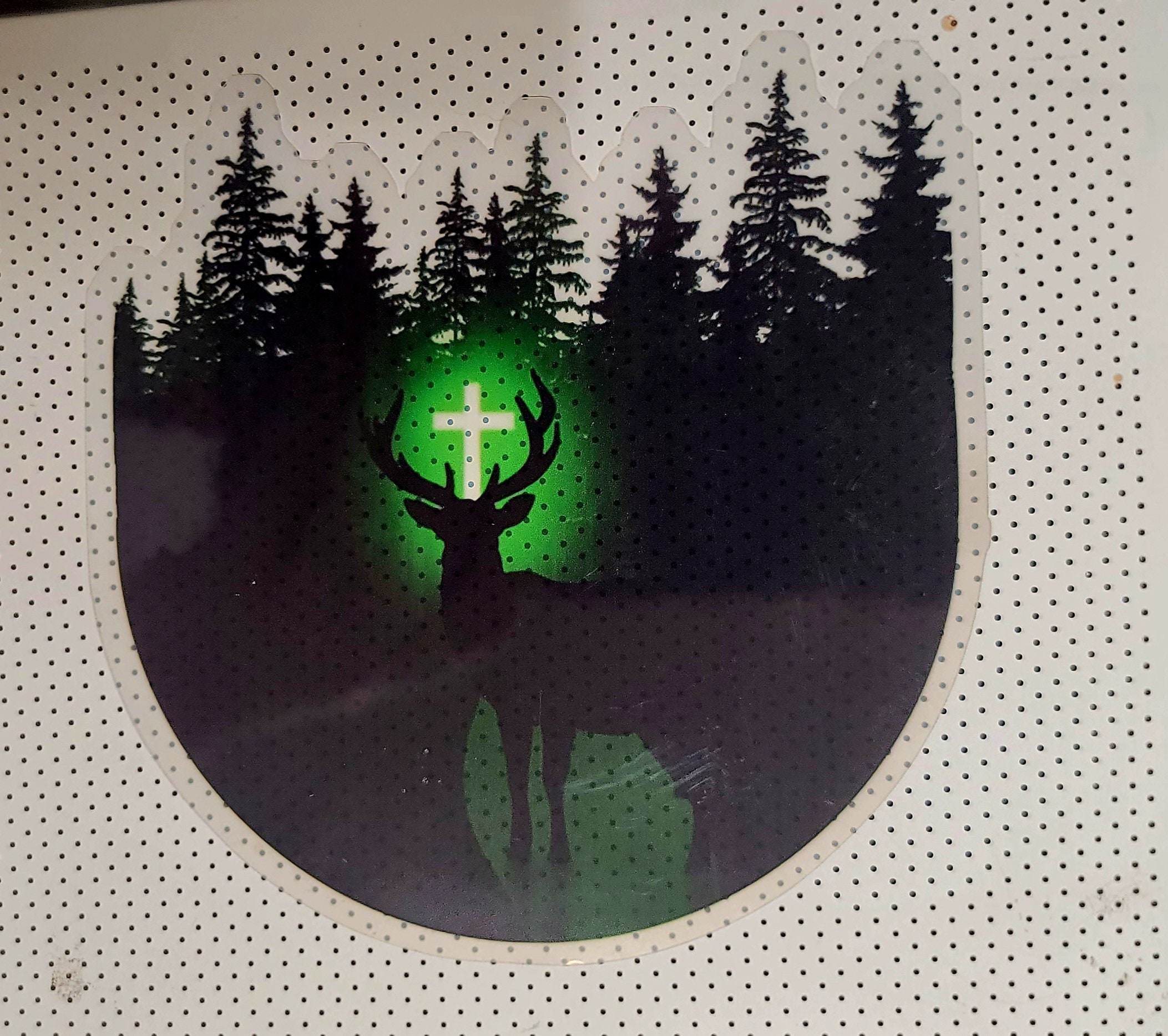 Clear Laminated St. Saint Hubert Deer Stag Catholic Sticker Christian