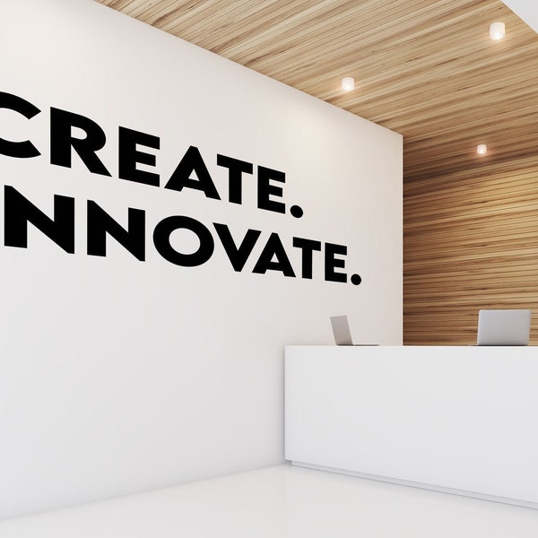 Create. Innovate. Office Wall Decal, Entrance Wall Decor, Office Wall Art, Inspirational, Home Office Decor, Home Office Gifts