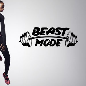 Beast Mode Gym Wall Decal | Home Gym Decor, Fitness Wall Sticker, Fitness Gift, Motivational Decor, Weight Lifting Decal