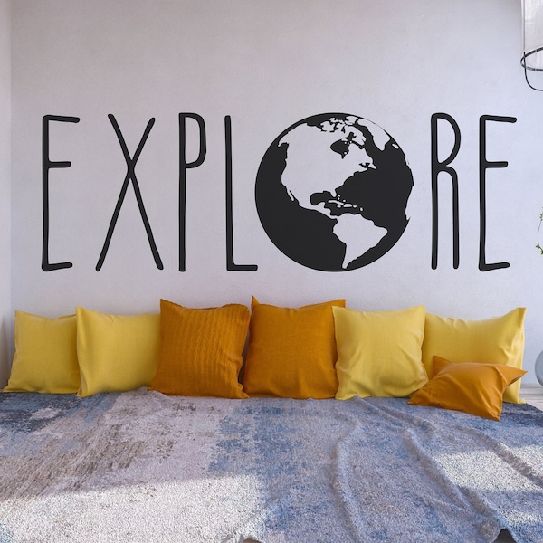 Explore Wall Decal, Gift Idea for Travelers and Backpackers, Bedroom Wall Decor, Vinyl Stickers & Lettering