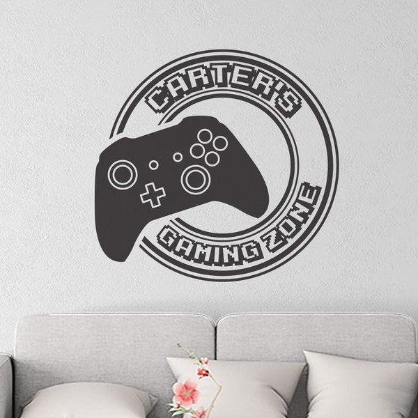 Personalized Gaming Zone Wall Decal, Bedroom Wall Decor, Custom Entertainment Room Sign, Gift for Gamers