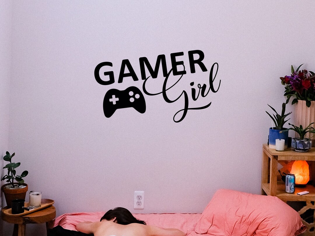 Gamer Girl Wall Decal Gamer Girl Sticker Video Gaming Etsy