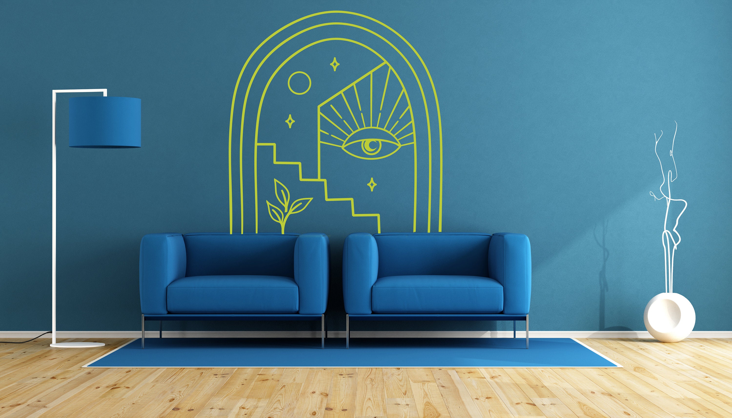 Bohemian Modern Arch Wall Decal Minimal Line Art Custom Etsy.de