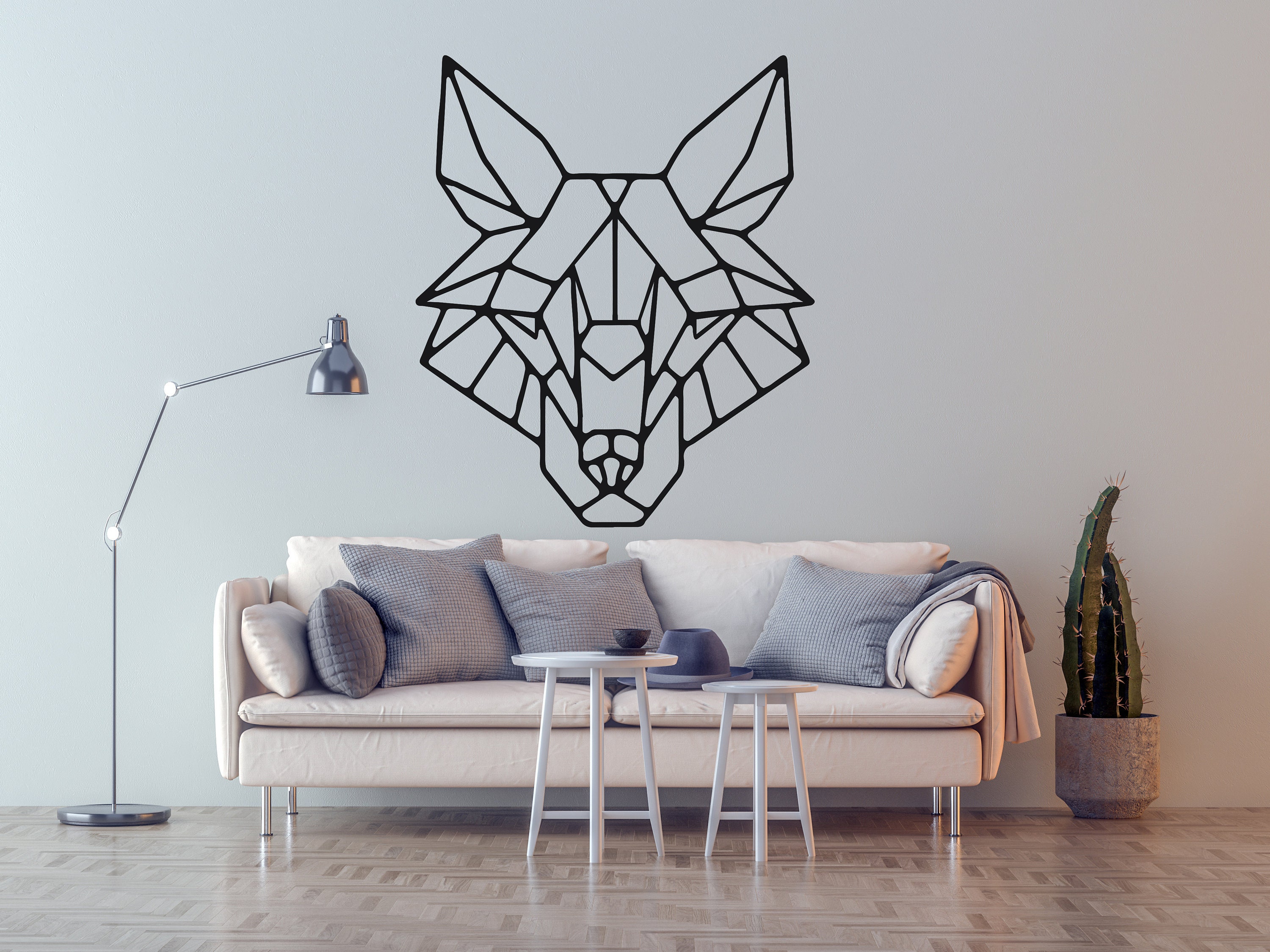Geometric Wolf Art Vinyl Wall Sticker Decals Bedroom Decor Decoration Wall Decal