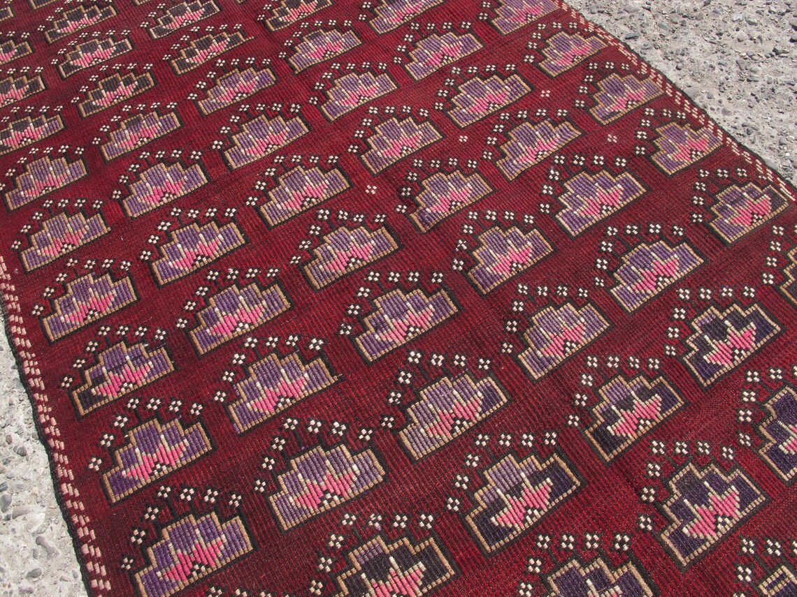 Vintage Kelim Teppich Ziege Haar-Teppiche rotes Wohnzimmer | Etsy