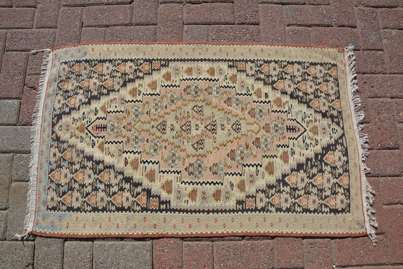 Turkish Kilim Rug, Small Area Rug, Bohemian Rug, Vintage Kilim