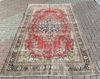 6 x 10 tapis turcs, tapis oushak fait main, tapis de chambre à coucher, tapis tribal, 5,6 x 9,8 pi