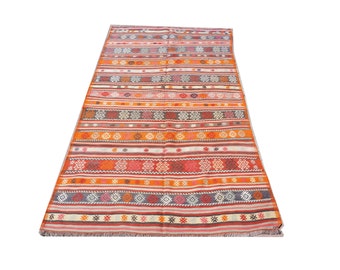 Tapis Kilim Vintage nomade, fabriqué à la main turque Jijim laine tapis, Kilim, tapis tapis turc Kilim tapis Zig Zag tapis tapis Kelim brodée de blanc