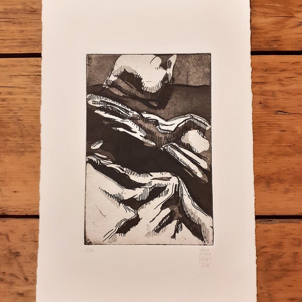 Plis # 5, etching on 300g Hahnemühle paper, 1 on 20 copies, 10 x 15cm (picture), 16,5 x 25cm (paper2