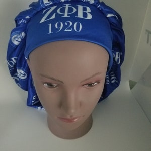 Zeta Phi Beta Bonnet overall size of the diameter of the bonnet is 16 inches (blue interior)