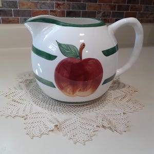 Vintage Ceramic Round Pitcher/ Apple Design/Excellent