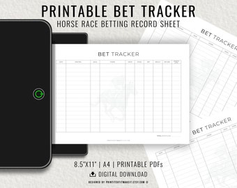 Printable Pferderennen Bet Tracker, Pferderennen-Wetten Datenblatt, PDF-Dateien, A4, Letter, digitaler Download