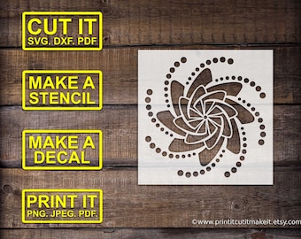 Mandala Geometrisches Windrad SVG DXF PNG Pdf | Windmühle Mandala Design | Cricut Silhouette Laserschnitt-Dateien | Digitaler Download