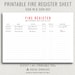 Fire Register Visitor Sign in Sheet Printable PDF Template, Minimalist ...