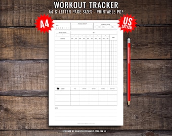 Workout Tracker: Fitness Trainingsplaner (A4/US Letter) (Digitaler Download)