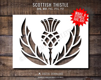 Schottische Distel SVG DXF Png Jpeg Pdf Schneidedateien Clipart Silhouette Cricut Laser CNC