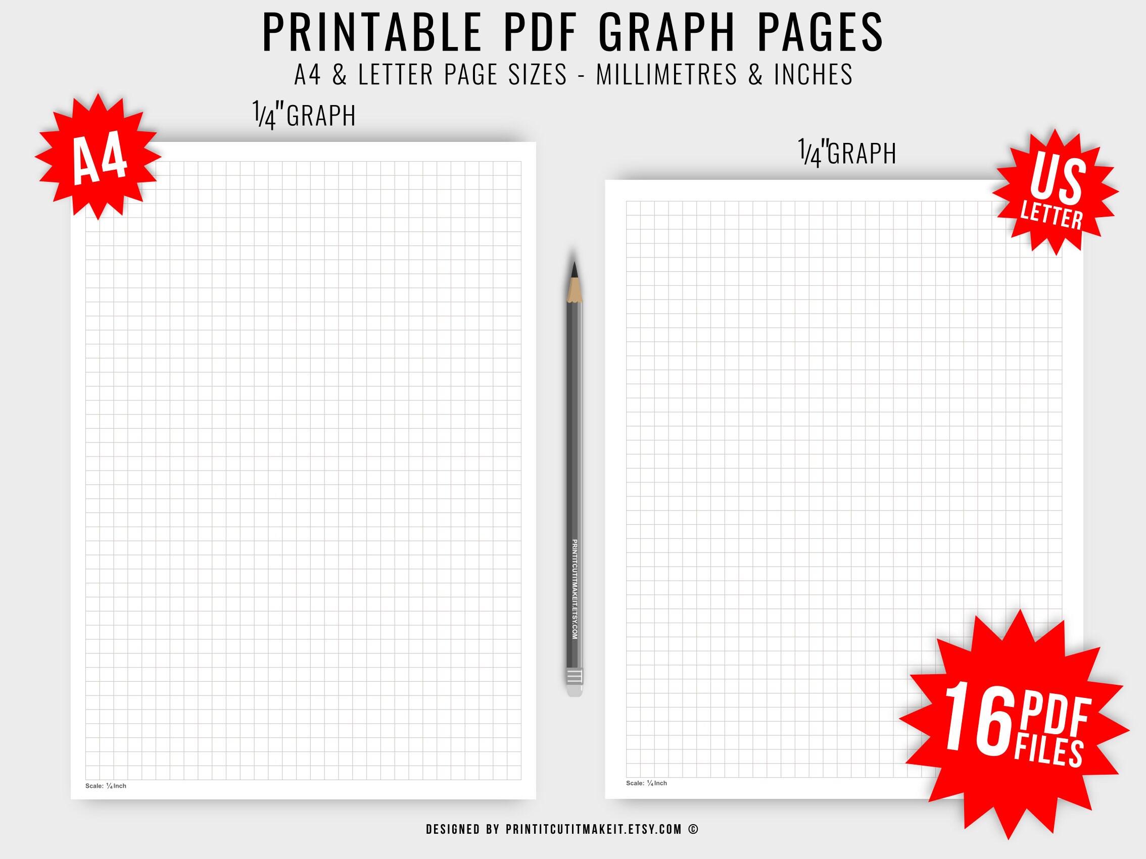 Printable Graph Paper PDF Bundle Imperial Metric A4 US Letter PDF ...