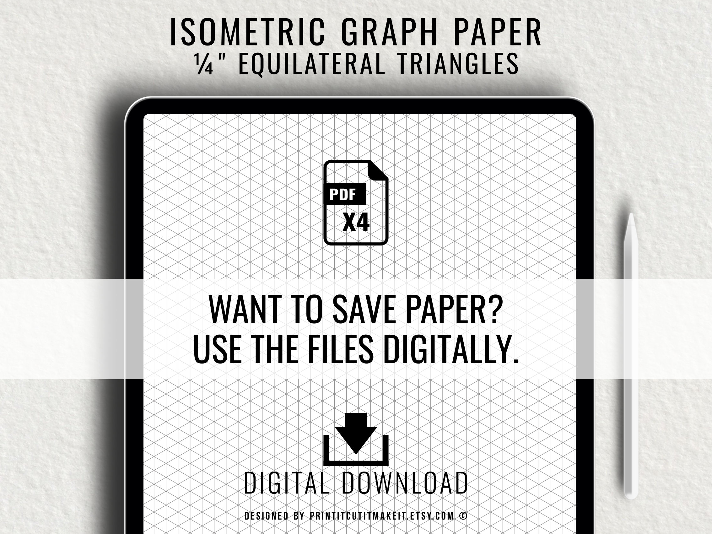 Printable Isometric Graph Paper: 1/4