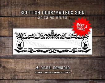 Schottische Distel Hirsch Türschild Briefkastenschild SVG DXF PNG Jpeg Pdf Schneidedateien