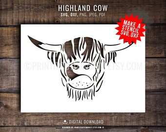 Highland Kuh SVG: Scottish Heilan Coo Clipart (digitaler Download)